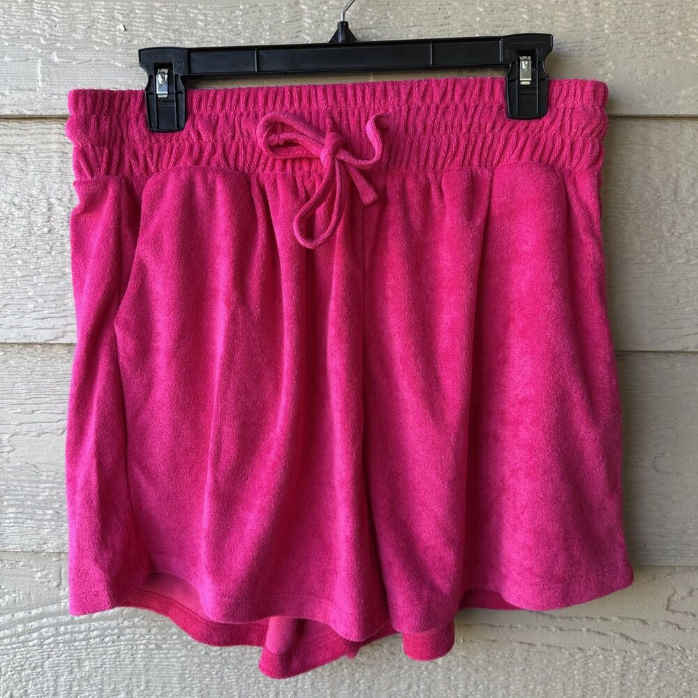 Zenana French Terry Women's XL Barbie Pink Y2K Retro Drawstring Lounge Shorts